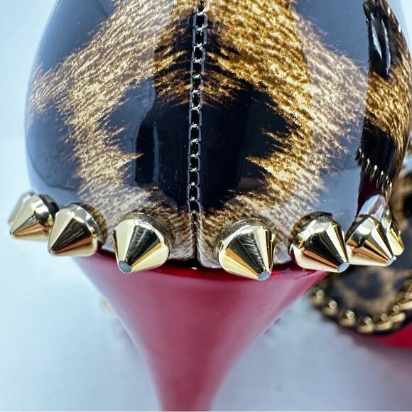 Christian Louboutin Dorispiky Leopard Spike Patent Pumps Size 37.5 - Picture 6 of 13